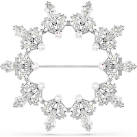 Swarovski Idyllia brooch, Mixed cuts, Snowflake, White, Rhodium plated - 5705397 - Discontinued