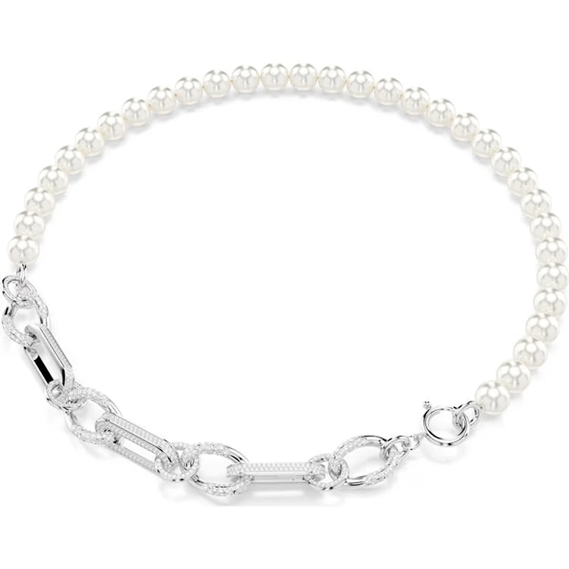 Swarovski - Dextera necklace, Crystal pearl, Mixed links, White, Rhodium plated - 5692744 - Discontinued