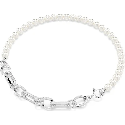Swarovski - Dextera necklace, Crystal pearl, Mixed links, White, Rhodium plated - 5692744 - Discontinued