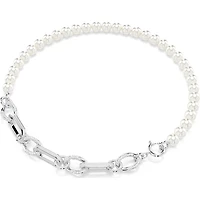 Swarovski - Dextera necklace, Crystal pearl, Mixed links, White, Rhodium plated - 5692744 - Discontinued