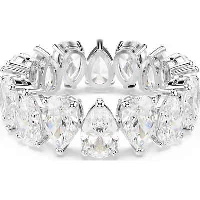 Matrix Vittore ring, Pear cut, White, Silver-tone finish - 52