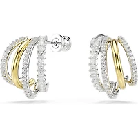 Swarovski - Hyperbola hoop earrings, Mixed cuts, Mini, White, Mixed metal finish - 5689718/5701590 (SS)