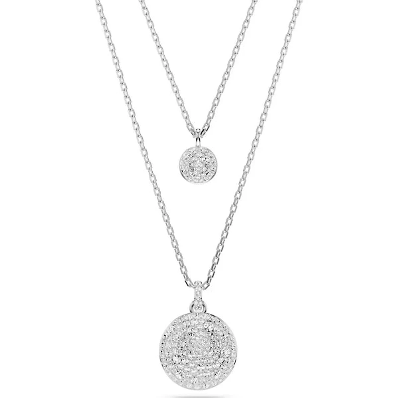 Swarovski Meteora layered pendant, White, Rhodium plated 5684244