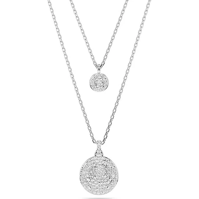 Swarovski Meteora layered pendant, White, Rhodium plated 5684244