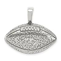 925 Sterling Silver Polished Finish Amercian Football Pendant - 17.15mm x 28.45mm