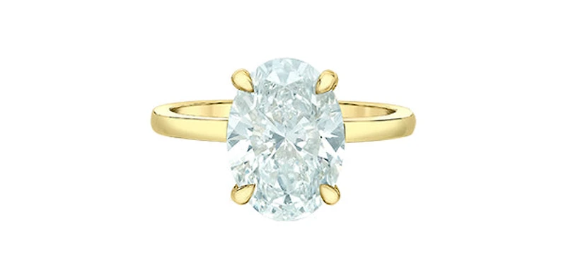 14K Yellow Gold 3.09Cttw Lab Grown Oval Cut Diamond Engagement Ring With Hidden Halo - / White