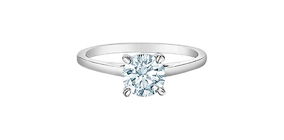 14K Lab Grown 1.00cttw Round Brilliant Cut Four Claw Diamond Ring - Gold / 4.5