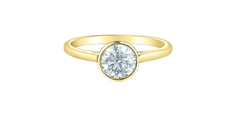 14K Yellow Gold Cttw Lab Grown Round Cut Diamond Engagement Ring