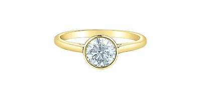 14K Yellow Gold Cttw Lab Grown Round Cut Diamond Engagement Ring