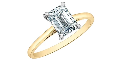 14K Yellow and White Gold 1.00cttw Lab Grown Emerald Cut Diamond Ring - 4 /