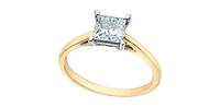 14K Yellow and White Gold Lab Grown Princess Cut Diamond Ring - 4 /