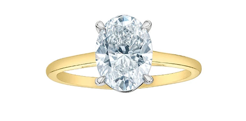 14K Yellow Gold 1.00cttw Lab Grown Oval Diamond Engagement Ring - /