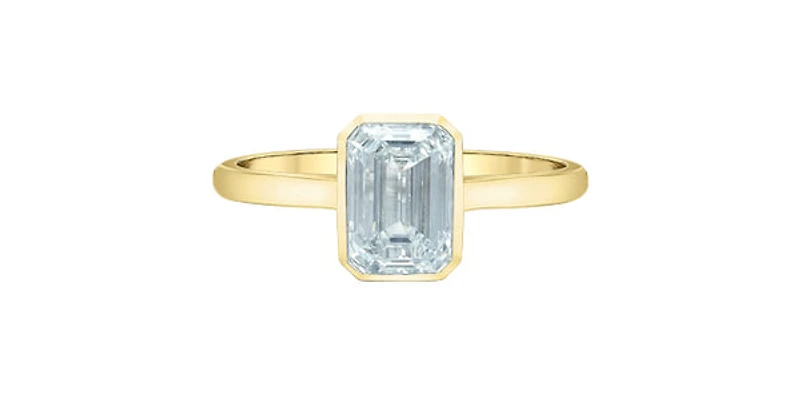 18K Yellow Gold 1.59 CT Lab Grown Emerald Cut Diamond Ring - 4 /