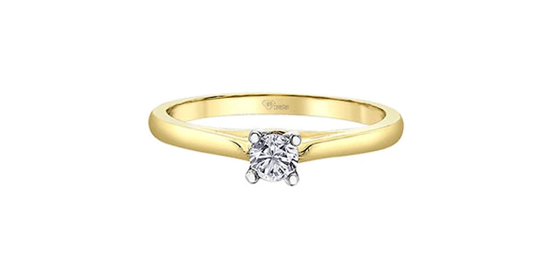 14K Yellow & White Gold 0.20cttw Canadian Diamond Engagement Ring - 4.5