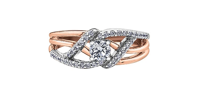 14K Rose and White Gold Two-Tone 0.50cttw Canadian Diamond Ring - 4