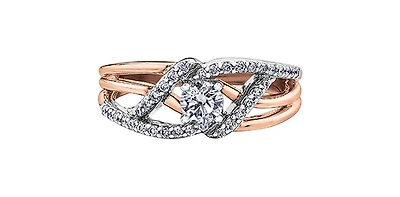 14K Rose and White Gold Two-Tone 0.50cttw Canadian Diamond Ring - 4