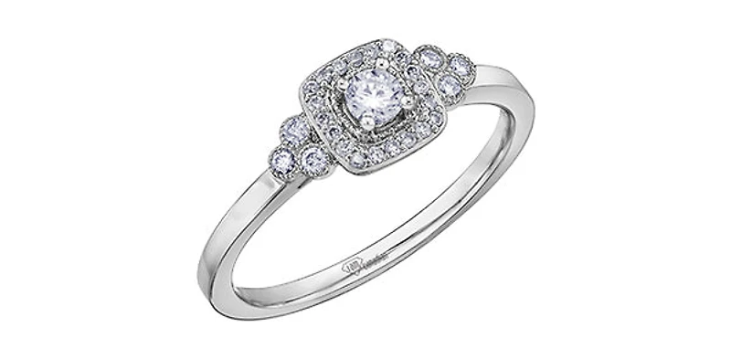10K White Gold 0.23cttw Canadian Diamond Engagement Ring, 6.5 - / 14K
