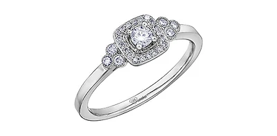 10K White Gold 0.23cttw Canadian Diamond Engagement Ring, 6.5 - / 14K
