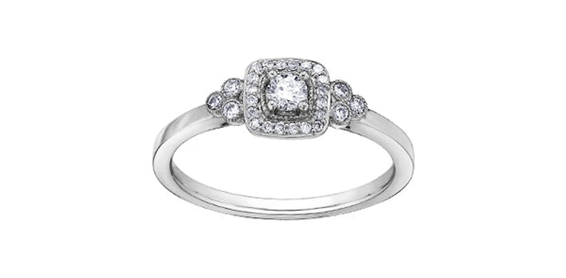 10K White Gold 0.23cttw Canadian Diamond Engagement Ring - 4.5
