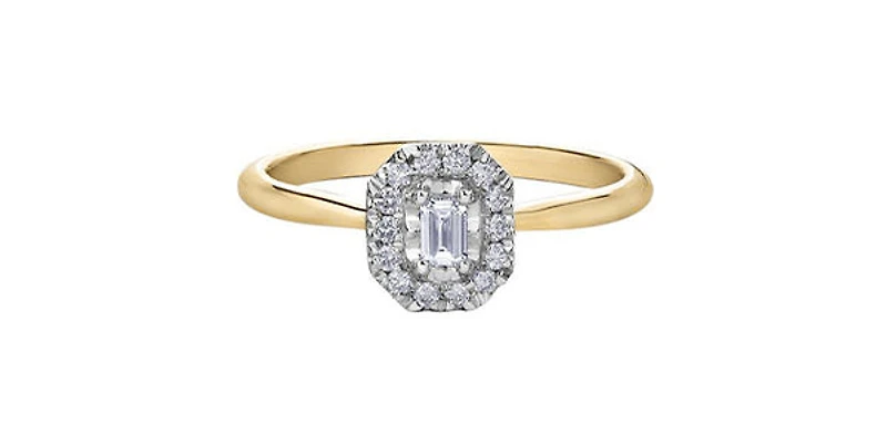 10K Yellow & White Gold 0.19cttw Diamond Engagement Ring - 4.5