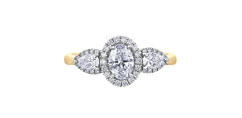 14K Yellow & White Gold 1.00cttw Diamond Engagement Ring