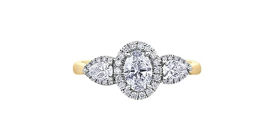 14K Yellow & White Gold 1.00cttw Diamond Engagement Ring