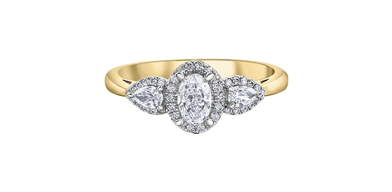 14K Yellow & White Gold 0.60cttw Diamond Engagement Ring - / 4.5