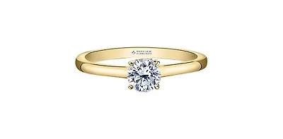 18K Yellow Gold 0.75cttw Round Brilliant Cut Canadian Diamond Hidden Halo Engagement Ring - / White