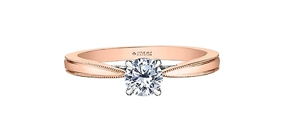 18K Rose Gold 0.55cttw Round Brilliant Cut Canadian Diamond Engagement Ring - / White