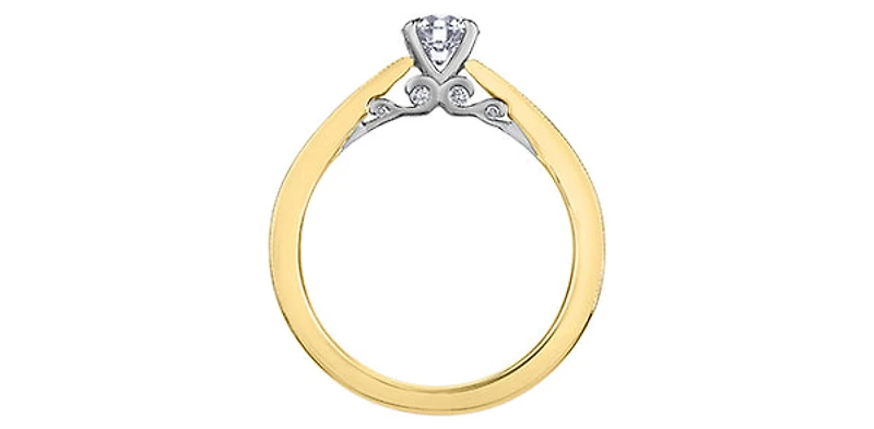 18K Yellow Gold 0.55cttw Round Brilliant Cut Canadian Diamond Engagement Ring - / White