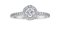 18K White Gold and Palladium 1.00cttw Canadian Diamond Halo Engagement Ring - 4.5