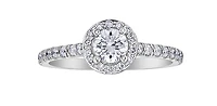 18K White Gold and Palladium 0.75cttw Canadian Diamond Halo Engagement Ring - / 4.5