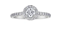 18K White Gold and Palladium 1.25cttw Canadian Diamond Halo Engagement Ring - / 4.5