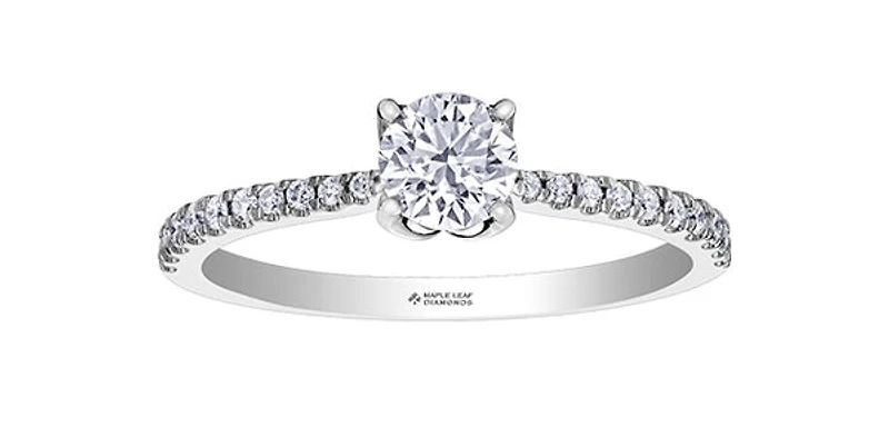 18K White Gold 0.68cttw Canadian Diamond Engagement Ring, Size 6.5 - 4.5