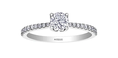 18K White Gold 0.68cttw Canadian Diamond Engagement Ring, Size 6.5 - 4.5