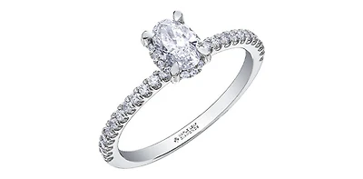 14K White Gold 0.78cttw Oval Cut Canadian Diamond Engagement Ring - /