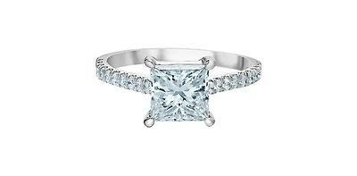 14K White Gold 2.33Cttw Lab Grown Princess Cut Diamond Engagement Ring - /