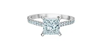 14K White Gold 2.33Cttw Lab Grown Princess Cut Diamond Engagement Ring - /