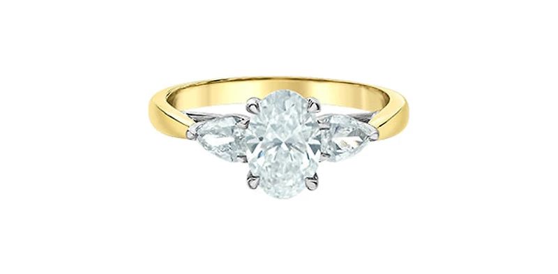 14K Yellow and White Gold 2.10Cttw Lab Grown Oval Cut Diamond Engagement Ring - 4.5