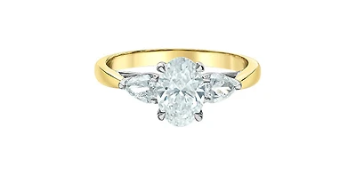 14K Yellow and White Gold 1.45Cttw Lab Grown Oval Cut Diamond Engagement Ring