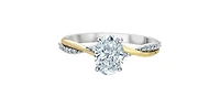 14K Yellow and White Gold 1.10Cttw Lab Grown Oval Cut Diamond Engagement Ring