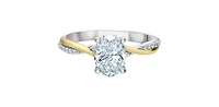14K Yellow and White Gold 1.60Cttw Lab Grown Oval Cut Diamond Engagement Ring