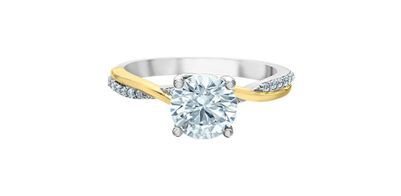 14K White & Yellow Gold 1.60cttw Lab Grown Round Brilliant Cut Diamond Ring