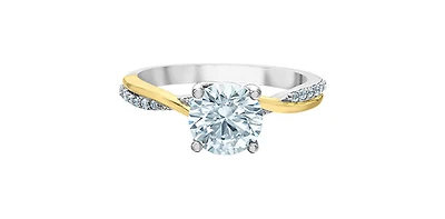 14K White & Yellow Gold 1.60cttw Lab Grown Round Brilliant Cut Diamond Ring