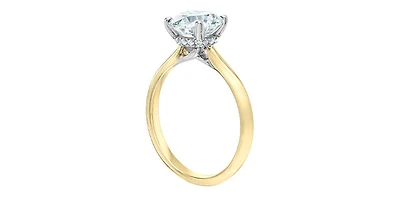 14K Yellow Gold 1.58Cttw Lab Grown Round Brilliant Cut Diamond Engagement Ring With Hidden Halo - / White