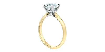 14K Yellow Gold 2.08Cttw Lab Grown Round Brilliant Cut Diamond Engagement Ring With Hidden Halo - / White