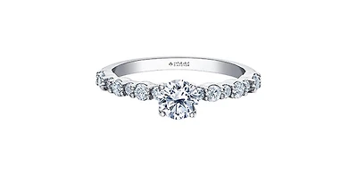 18K White Gold 0.90cttw Canadian Diamond Engagement Ring, Size 6.5