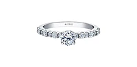 18K White Gold 0.90cttw Canadian Diamond Engagement Ring, Size 6.5