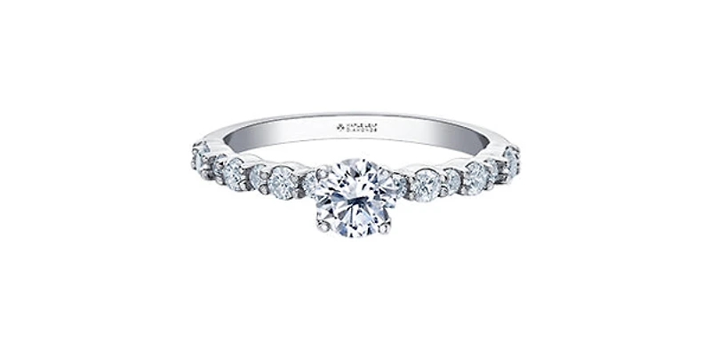 18K White Gold 1.60cttw Canadian Diamond Engagement Ring, Size 6.5