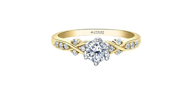 18K White & Yellow Gold /Palladium Alloy (Hypoallergenic) 0.60cttw Canadian Diamond Engagement Ring - 4.5
